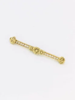 Broche barrette Art Nouveau or jaune perles fines