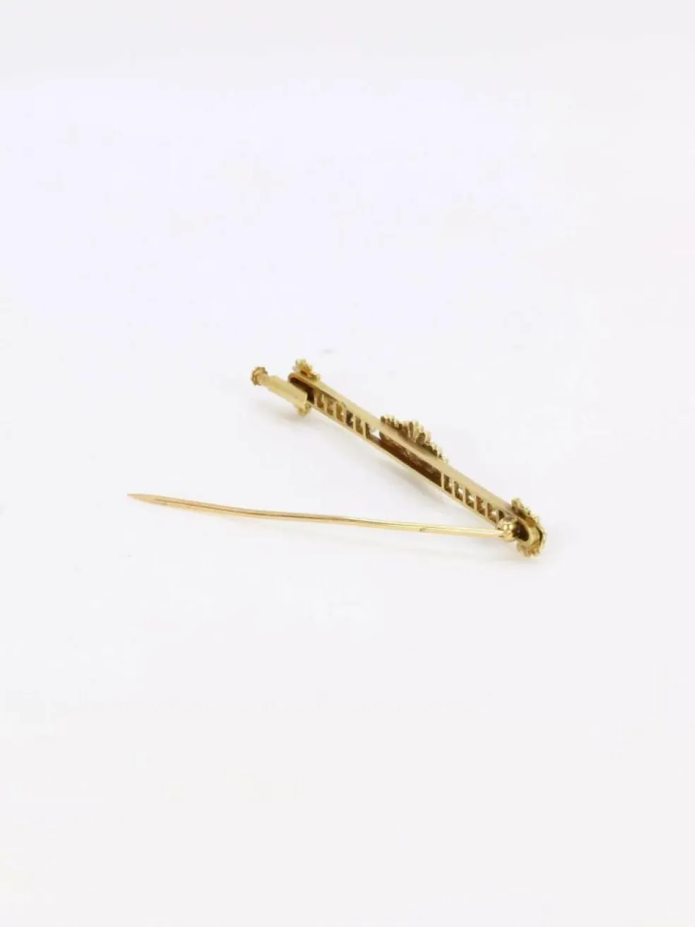 Broche barrette Art Nouveau or jaune perles fines