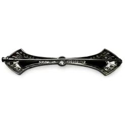 Broche barrette Art-Déco en platine, diamants et onyx.