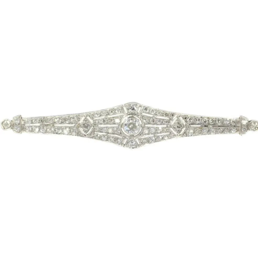 Broche barrette diamants Art Déco
