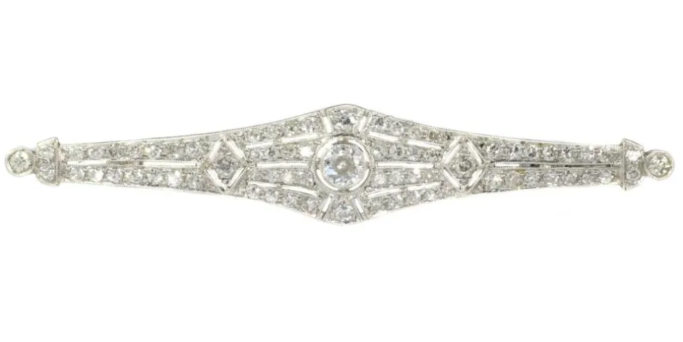 Broche barrette diamants Art Déco