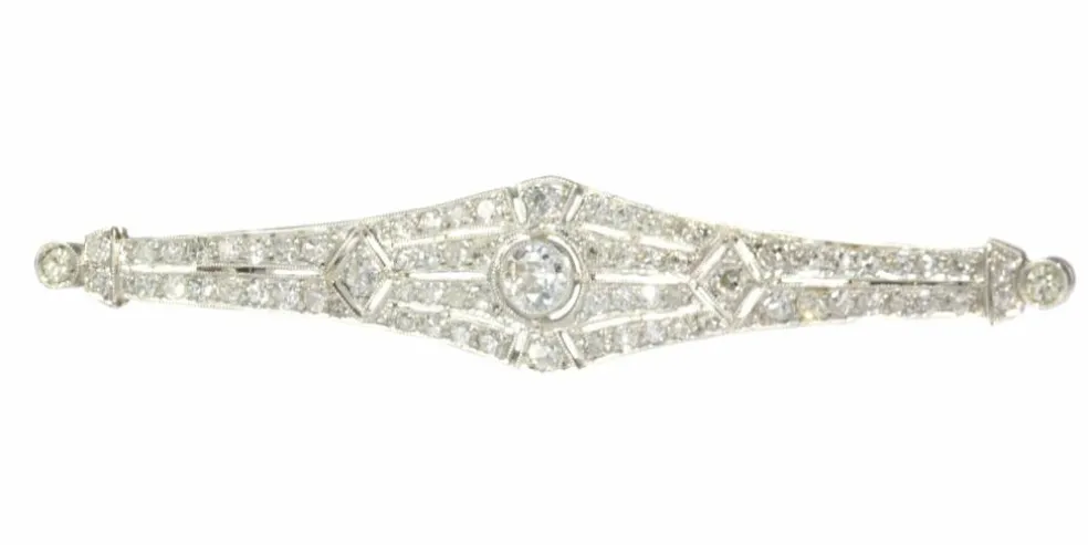 Broche barrette diamants Art Déco