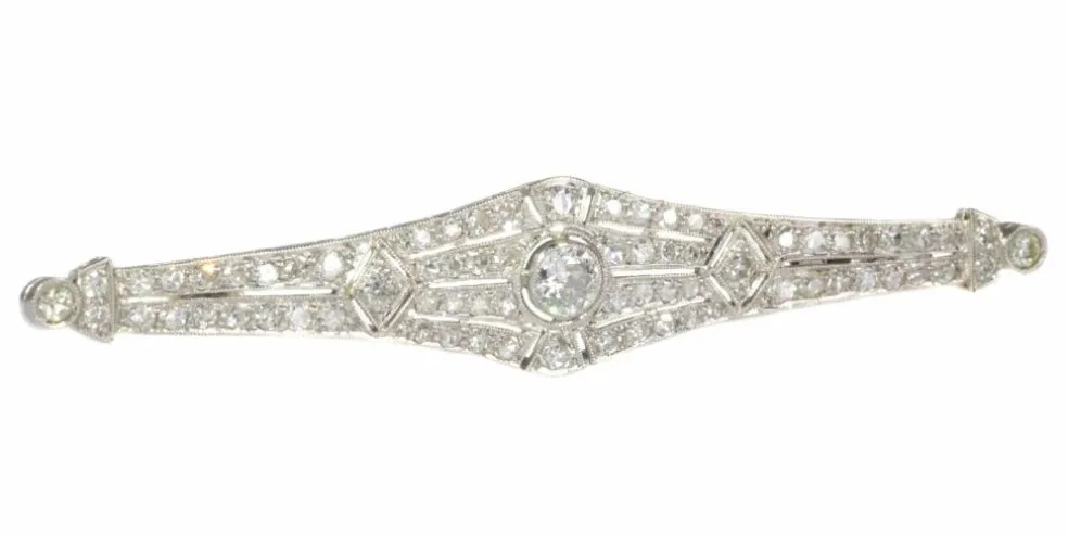 Broche barrette diamants Art Déco