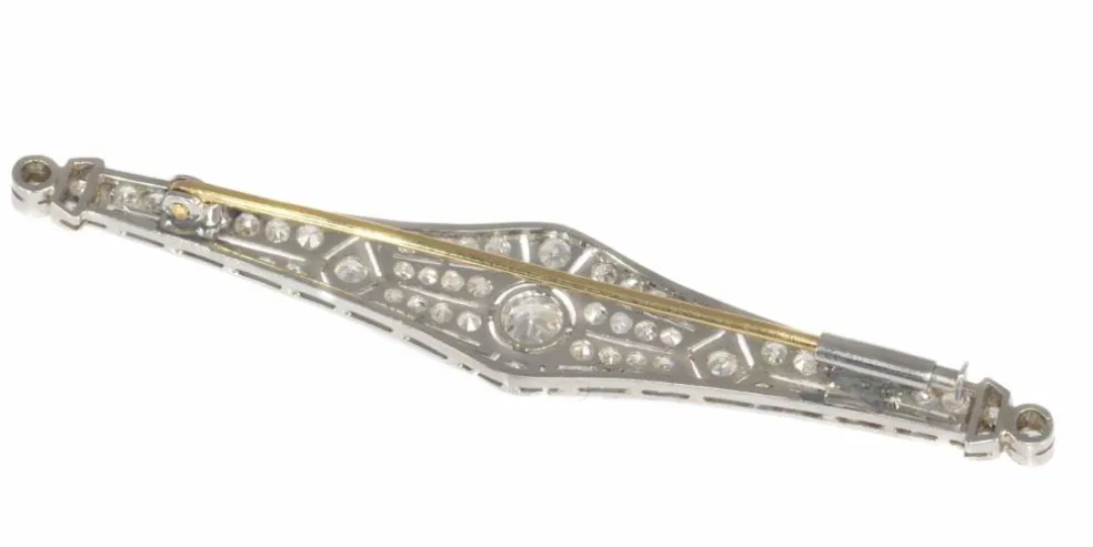Broche barrette diamants Art Déco