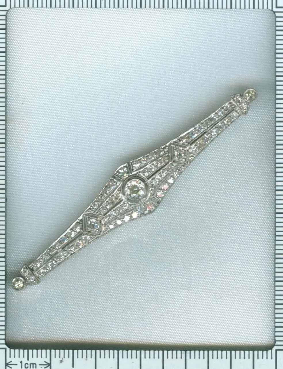 Broche barrette diamants Art Déco