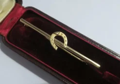 Broche barrette fer à cheval en or jaune