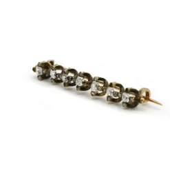 Broche barrette fin XIXe or jaune diamants