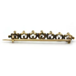 Broche barrette fin XIXe or jaune diamants