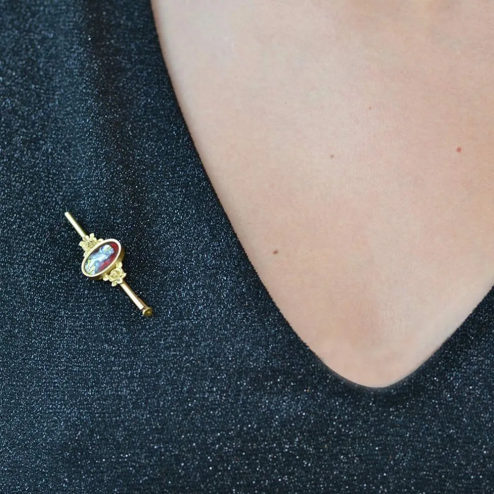 Broche barrette émail de Limoges