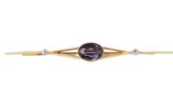 Broche barrette Or Améthyste Diamants