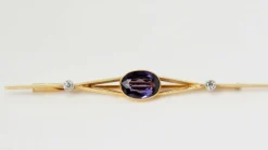 Broche barrette Or Améthyste Diamants