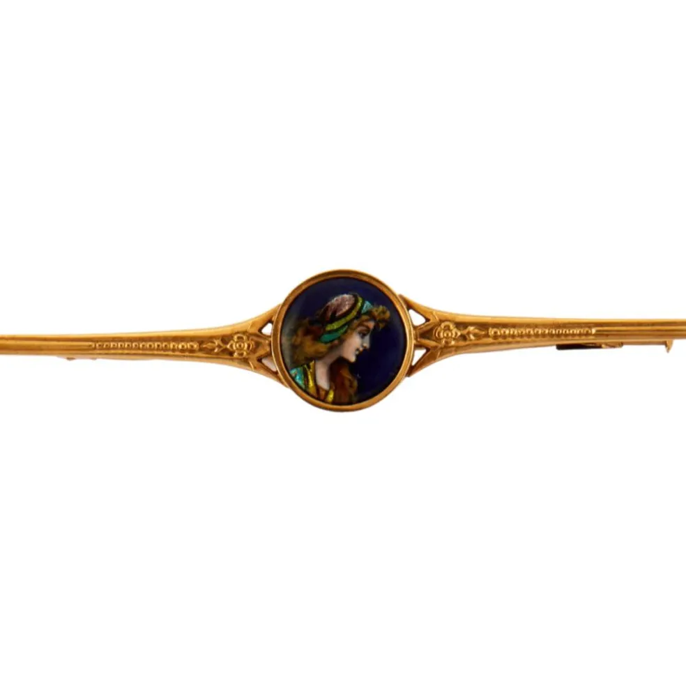 Broche Barrette or et émail