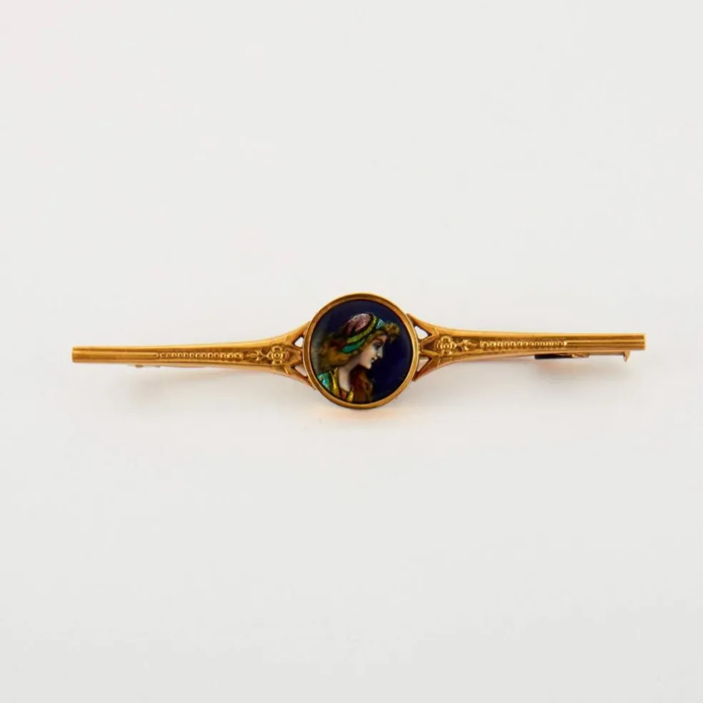 Broche Barrette or et émail