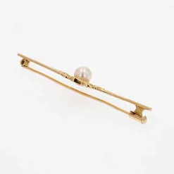 Broche barrette or jaune perle de culture