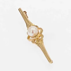 Broche barrette or jaune perle de culture