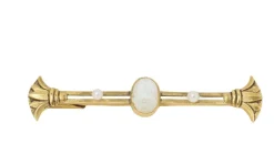 Broche barrette Or Opale et Perles