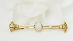 Broche barrette Or Opale et Perles
