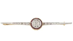 Broche barrette Or Rubis Diamants