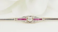 Broche barrette Or Rubis et Diamants