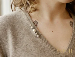 Broche Barrette Perles fines et Diamants
