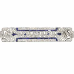 Broche barrette platine diamant et saphir