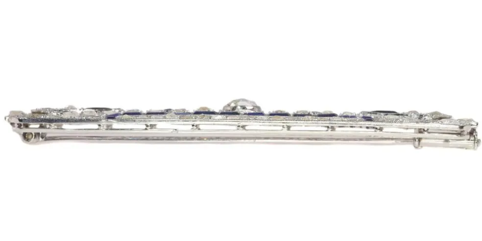 Broche barrette platine diamant et saphir
