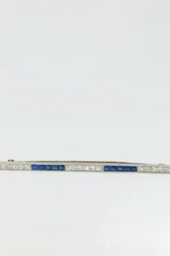 Broche barrette saphirs & diamants
