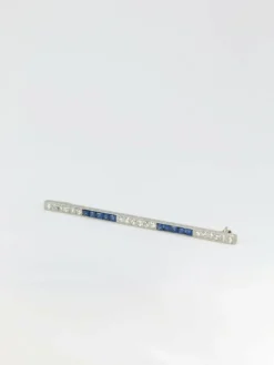 Broche barrette saphirs & diamants