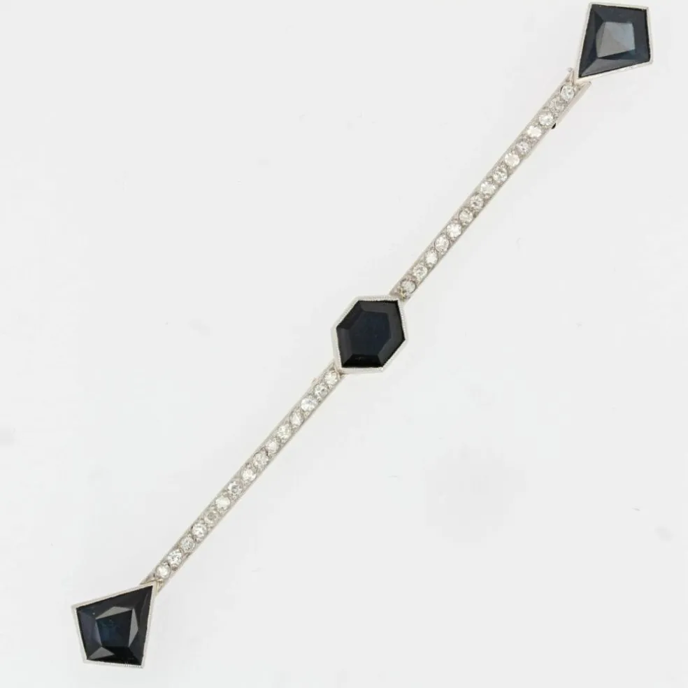 Broche barrette saphirs et diamants