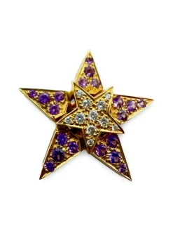 Broche Boucles d'oreilles diamants et saphirs