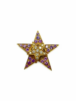 Broche Boucles d'oreilles diamants et saphirs