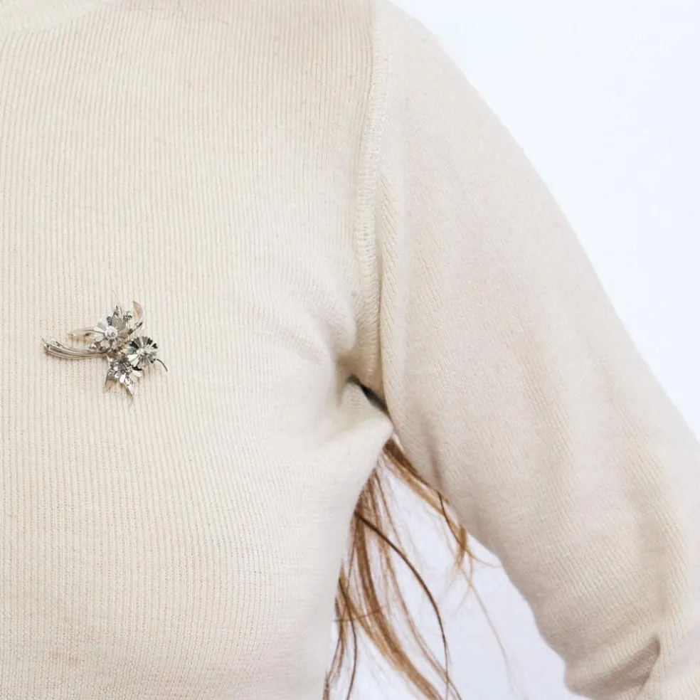 Broche bouquet en or blanc et jaune