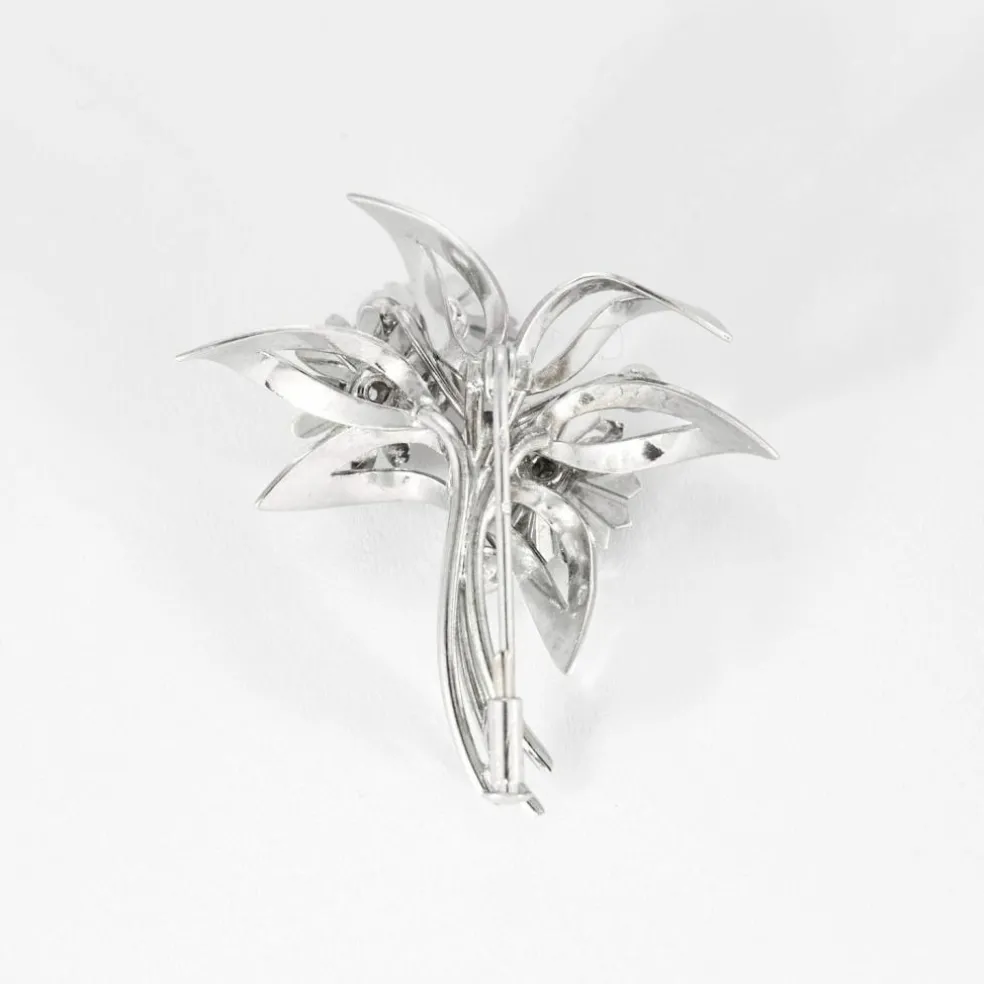 Broche bouquet en or blanc et jaune
