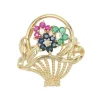 Broche bouquet or jaune saphirs rubis émeraudes