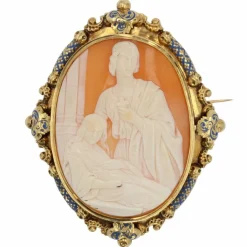 Broche camée ancienne et son émail bleu