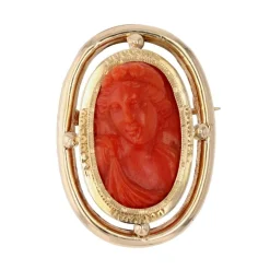 Broche camée corail ancienne en or