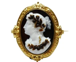 Broche Camée Flora Onyx