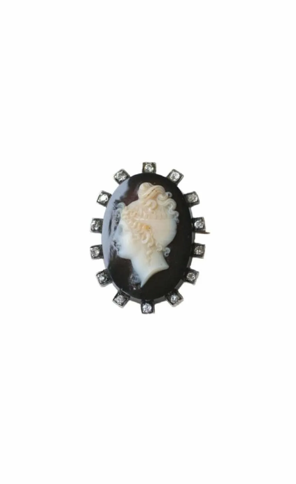 Broche Camée Onyx et Diamants