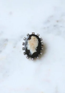 Broche Camée Onyx et Diamants