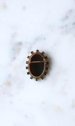 Broche Camée Onyx et Diamants