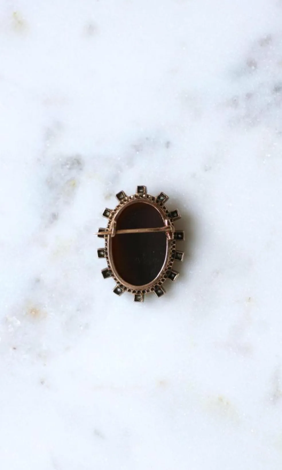 Broche Camée Onyx et Diamants