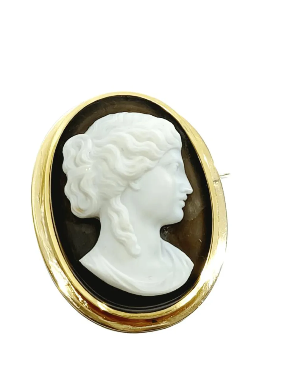 Broche camée or rose et agate