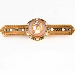 Broche Camée Perles émail