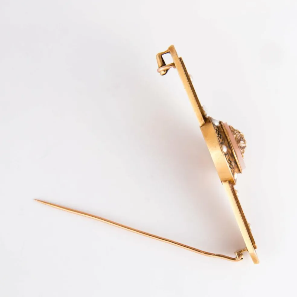 Broche Camée Perles émail