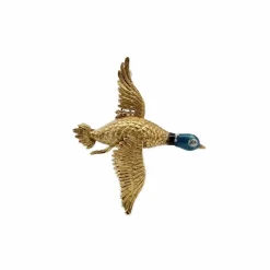 Broche canard Or jaune Email Diamant