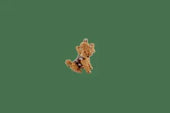 Broche caniche artisanale en or jaune