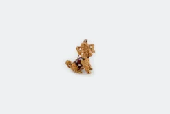 Broche caniche artisanale en or jaune