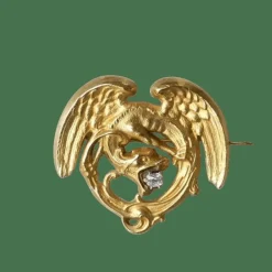 Broche Chimère Ancienne Or et Diamant
