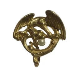 Broche chimère en Or jaune & perle