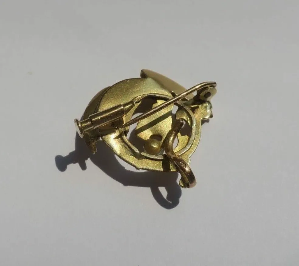 Broche chimère en Or jaune & perle